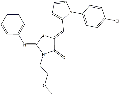 5-{[1-(4-chlorophenyl)-1H-pyrrol-2-yl]methylene}-3-(2-methoxyethyl)-2-(phenylimino)-1,3-thiazolidin-4-one Structure
