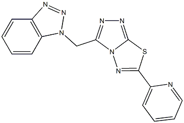 1-{[6-(2-pyridinyl)[1,2,4]triazolo[3,4-b][1,3,4]thiadiazol-3-yl]methyl}-1H-1,2,3-benzotriazole 化学構造式