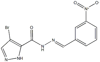 4-bromo-N'-{3-nitrobenzylidene}-1H-pyrazole-5-carbohydrazide,,结构式