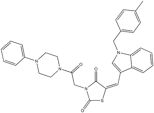 5-{[1-(4-methylbenzyl)-1H-indol-3-yl]methylene}-3-[2-oxo-2-(4-phenylpiperazin-1-yl)ethyl]-1,3-thiazolidine-2,4-dione Struktur