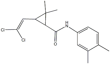3-(2,2-dichlorovinyl)-N-(3,4-dimethylphenyl)-2,2-dimethylcyclopropanecarboxamide Struktur