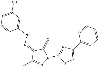  3-methyl-1-(4-phenyl-1,3-thiazol-2-yl)-1H-pyrazole-4,5-dione 4-[(3-hydroxyphenyl)hydrazone]