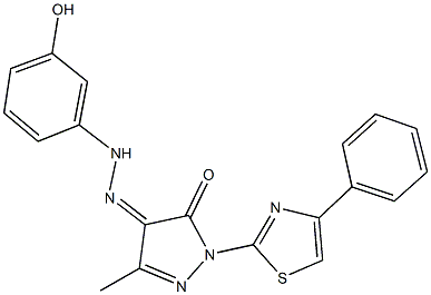 3-methyl-1-(4-phenyl-1,3-thiazol-2-yl)-1H-pyrazole-4,5-dione 4-[(3-hydroxyphenyl)hydrazone]