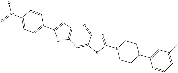 5-[(5-{4-nitrophenyl}-2-furyl)methylene]-2-[4-(3-methylphenyl)-1-piperazinyl]-1,3-thiazol-4(5H)-one Structure