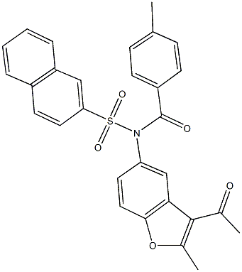 N-(3-acetyl-2-methyl-1-benzofuran-5-yl)-N-(4-methylbenzoyl)-2-naphthalenesulfonamide Structure