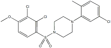 2,3-dichloro-4-{[4-(5-chloro-2-methylphenyl)-1-piperazinyl]sulfonyl}phenyl methyl ether 化学構造式