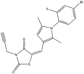 5-{[1-(4-bromo-2-fluorophenyl)-2,5-dimethyl-1H-pyrrol-3-yl]methylene}-3-(2-propynyl)-1,3-thiazolidine-2,4-dione,,结构式