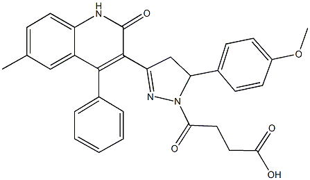 4-[5-(4-methoxyphenyl)-3-(6-methyl-2-oxo-4-phenyl-1,2-dihydro-3-quinolinyl)-4,5-dihydro-1H-pyrazol-1-yl]-4-oxobutanoic acid Structure