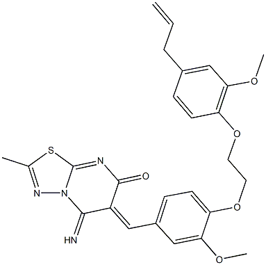 6-{4-[2-(4-allyl-2-methoxyphenoxy)ethoxy]-3-methoxybenzylidene}-5-imino-2-methyl-5,6-dihydro-7H-[1,3,4]thiadiazolo[3,2-a]pyrimidin-7-one Struktur