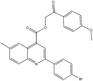 2-(4-methoxyphenyl)-2-oxoethyl 2-(4-bromophenyl)-6-methyl-4-quinolinecarboxylate 化学構造式