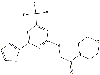 4-(2-furyl)-6-(trifluoromethyl)-2-pyrimidinyl 2-(4-morpholinyl)-2-oxoethyl sulfide 化学構造式