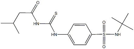 N-(tert-butyl)-4-({[(3-methylbutanoyl)amino]carbothioyl}amino)benzenesulfonamide,,结构式