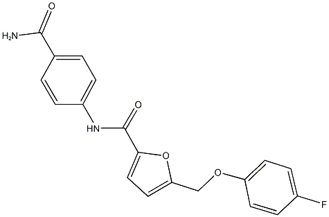 N-[4-(aminocarbonyl)phenyl]-5-[(4-fluorophenoxy)methyl]-2-furamide Struktur