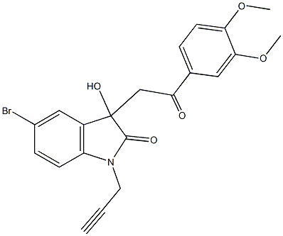 5-bromo-3-[2-(3,4-dimethoxyphenyl)-2-oxoethyl]-3-hydroxy-1-(2-propynyl)-1,3-dihydro-2H-indol-2-one Structure