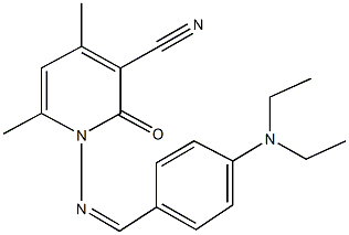 1-{[4-(diethylamino)benzylidene]amino}-4,6-dimethyl-2-oxo-1,2-dihydropyridine-3-carbonitrile,,结构式