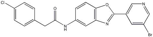 N-[2-(5-bromo-3-pyridinyl)-1,3-benzoxazol-5-yl]-2-(4-chlorophenyl)acetamide Struktur