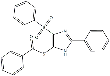 S-[2-phenyl-4-(phenylsulfonyl)-1H-imidazol-5-yl] benzenecarbothioate Structure