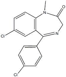 7-chloro-5-(4-chlorophenyl)-1-methyl-1,3-dihydro-2H-1,4-benzodiazepin-2-one Struktur