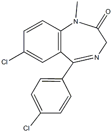 7-chloro-5-(4-chlorophenyl)-1-methyl-1,3-dihydro-2H-1,4-benzodiazepin-2-one,,结构式