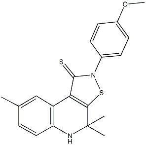 2-(4-methoxyphenyl)-4,4,8-trimethyl-4,5-dihydroisothiazolo[5,4-c]quinoline-1(2H)-thione Structure