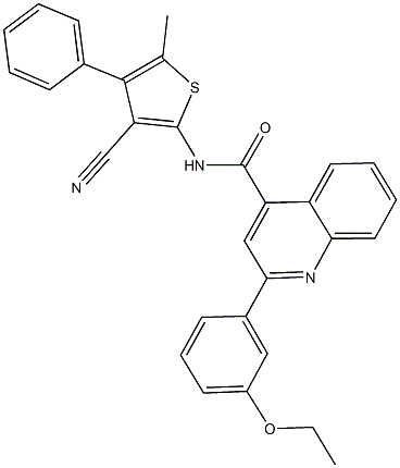 N-(3-cyano-5-methyl-4-phenyl-2-thienyl)-2-(3-ethoxyphenyl)-4-quinolinecarboxamide 化学構造式