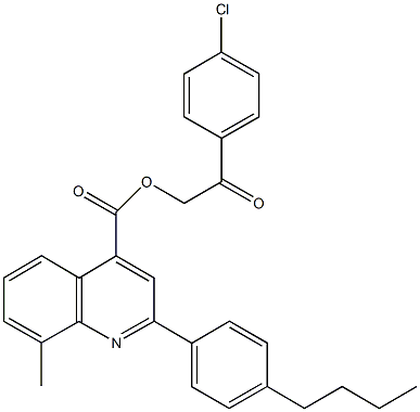 2-(4-chlorophenyl)-2-oxoethyl 2-(4-butylphenyl)-8-methyl-4-quinolinecarboxylate Structure