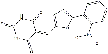 5-[(5-{2-nitrophenyl}-2-furyl)methylene]-2-thioxodihydro-4,6(1H,5H)-pyrimidinedione 化学構造式