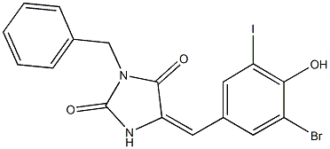 3-benzyl-5-(3-bromo-4-hydroxy-5-iodobenzylidene)-2,4-imidazolidinedione