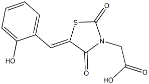 [5-(2-hydroxybenzylidene)-2,4-dioxo-1,3-thiazolidin-3-yl]acetic acid,,结构式