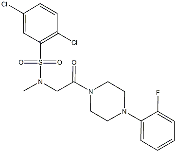 2,5-dichloro-N-{2-[4-(2-fluorophenyl)-1-piperazinyl]-2-oxoethyl}-N-methylbenzenesulfonamide 结构式