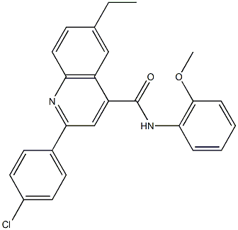 2-(4-chlorophenyl)-6-ethyl-N-(2-methoxyphenyl)-4-quinolinecarboxamide,,结构式