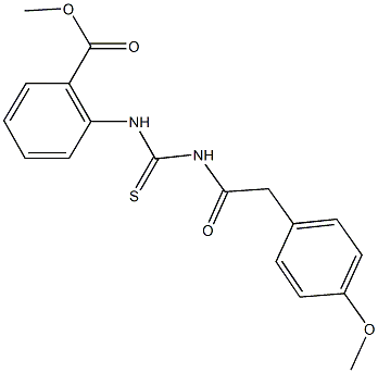 methyl 2-[({[(4-methoxyphenyl)acetyl]amino}carbothioyl)amino]benzoate Struktur