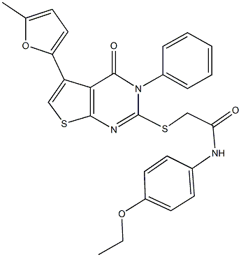N-(4-ethoxyphenyl)-2-{[5-(5-methyl-2-furyl)-4-oxo-3-phenyl-3,4-dihydrothieno[2,3-d]pyrimidin-2-yl]sulfanyl}acetamide Structure
