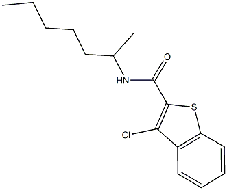 3-chloro-N-(1-methylhexyl)-1-benzothiophene-2-carboxamide 化学構造式