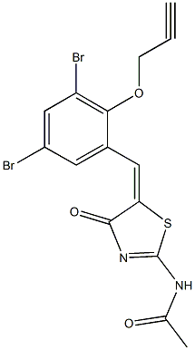 N-{5-[3,5-dibromo-2-(2-propynyloxy)benzylidene]-4-oxo-4,5-dihydro-1,3-thiazol-2-yl}acetamide Structure