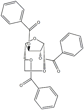 4,7-bis(benzoyloxy)-2,8-dioxabicyclo[3.2.1]oct-6-yl benzoate Struktur