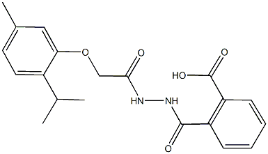 2-({2-[(2-isopropyl-5-methylphenoxy)acetyl]hydrazino}carbonyl)benzoic acid Struktur