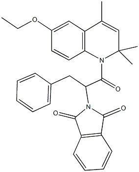 2-[1-benzyl-2-(6-ethoxy-2,2,4-trimethyl-1(2H)-quinolinyl)-2-oxoethyl]-1H-isoindole-1,3(2H)-dione 化学構造式