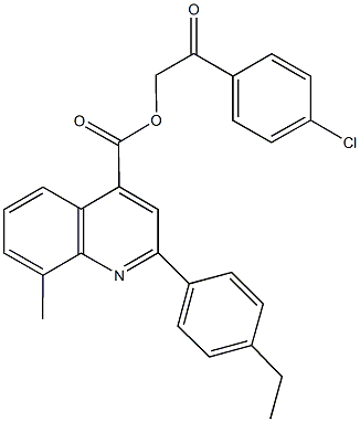 2-(4-chlorophenyl)-2-oxoethyl 2-(4-ethylphenyl)-8-methyl-4-quinolinecarboxylate,,结构式