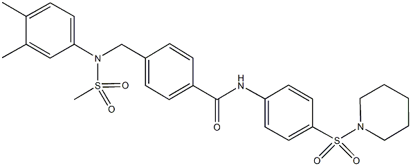 4-{[3,4-dimethyl(methylsulfonyl)anilino]methyl}-N-[4-(1-piperidinylsulfonyl)phenyl]benzamide,,结构式