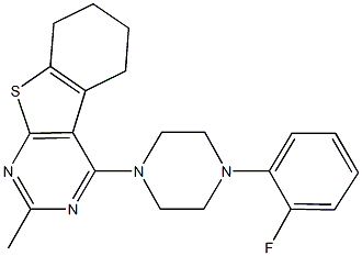 4-[4-(2-fluorophenyl)-1-piperazinyl]-2-methyl-5,6,7,8-tetrahydro[1]benzothieno[2,3-d]pyrimidine 化学構造式