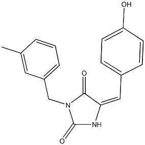 5-(4-hydroxybenzylidene)-3-(3-methylbenzyl)-2,4-imidazolidinedione Structure
