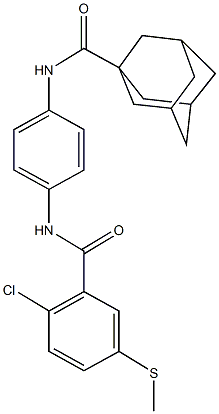 N-(4-{[2-chloro-5-(methylsulfanyl)benzoyl]amino}phenyl)-1-adamantanecarboxamide 化学構造式