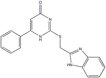 2-[(1H-benzimidazol-2-ylmethyl)sulfanyl]-6-phenyl-4(1H)-pyrimidinone 结构式