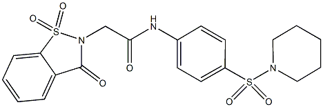 2-(1,1-dioxido-3-oxo-1,2-benzisothiazol-2(3H)-yl)-N-[4-(1-piperidinylsulfonyl)phenyl]acetamide 结构式