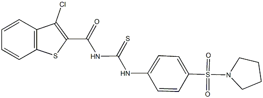 N-[(3-chloro-1-benzothien-2-yl)carbonyl]-N'-[4-(pyrrolidin-1-ylsulfonyl)phenyl]thiourea 结构式