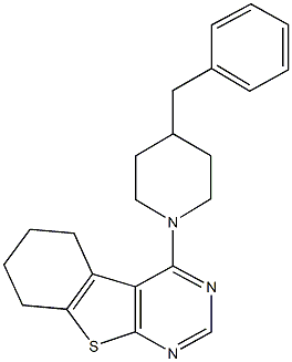 4-(4-benzyl-1-piperidinyl)-5,6,7,8-tetrahydro[1]benzothieno[2,3-d]pyrimidine,,结构式