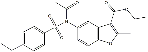 ethyl 5-{acetyl[(4-ethylphenyl)sulfonyl]amino}-2-methyl-1-benzofuran-3-carboxylate 结构式