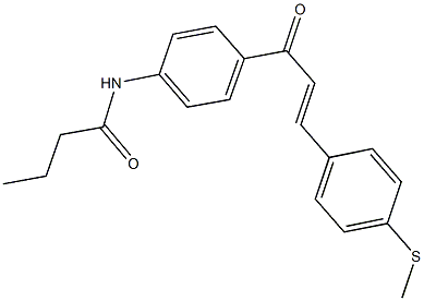 N-(4-{3-[4-(methylsulfanyl)phenyl]acryloyl}phenyl)butanamide,,结构式