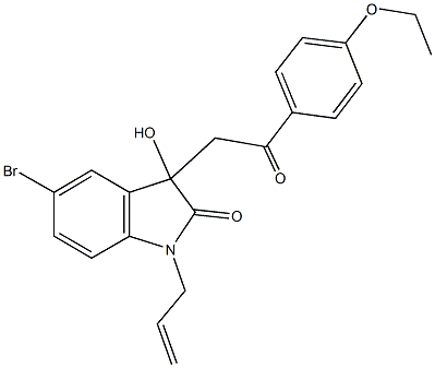 1-allyl-5-bromo-3-[2-(4-ethoxyphenyl)-2-oxoethyl]-3-hydroxy-1,3-dihydro-2H-indol-2-one Struktur